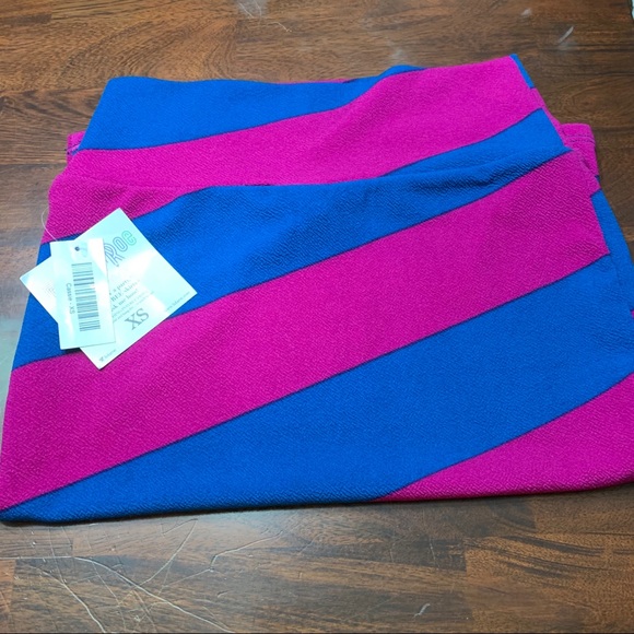 LuLaRoe Dresses & Skirts - Lularoe Dark Pink Blue Stripe Cassie Skirt XS New